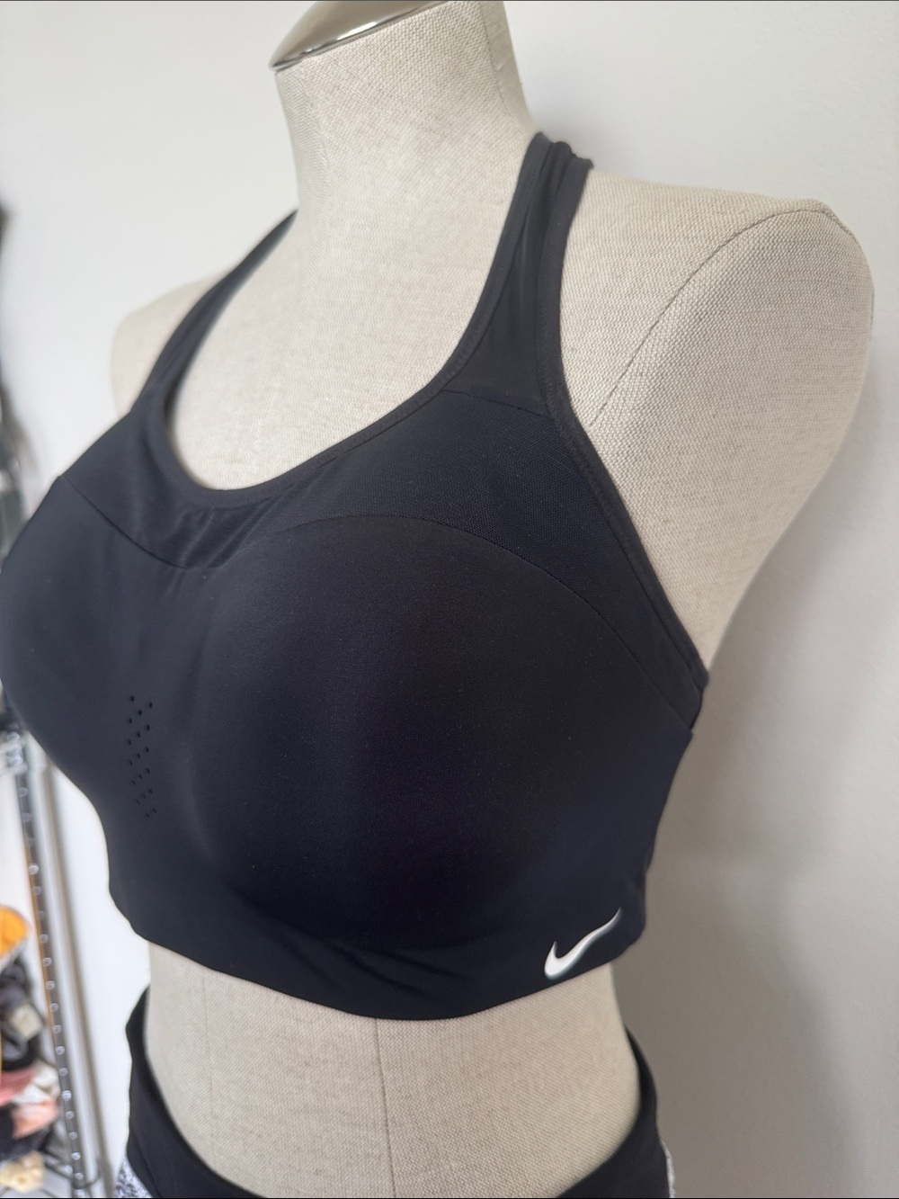 Nike Black Racerback Support Sports Bra with Swoosh